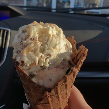 Fundae's Ice Cream & Sweets - Chocolate cone -- 1 scoop Kitty Kitty Bang Bang, 1 scoop peanut butter cookie dough - Ice Cream & Frozen Yogurt Near Me - Whitestown, Indiana Fundae's Ice Cream & Sweets - Chocolate cone -- 1 scoop Kitty Kitty Bang Bang, 1 scoop peanut butter cookie dough - Ice Cream & Frozen Yogurt Near Me - Whitestown, Indiana
