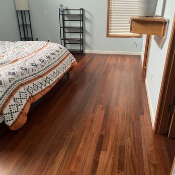New Dimension Hardwood Floors - Main bedroom new hardwood and baseboards - Flooring Near Me - Eugene, Oregon