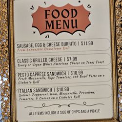 Mayhem's Bookstore & Board Game Café - Food menu