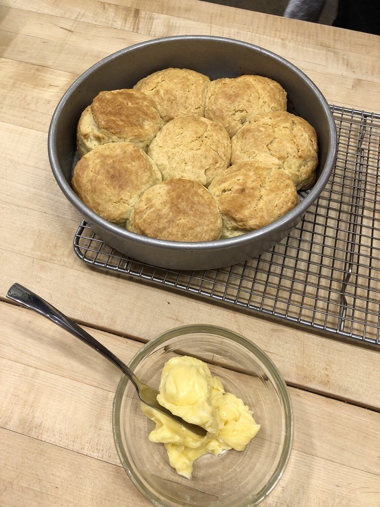 Buttermilk biscuits with honey butter (fried chicken 101 class) Yelp