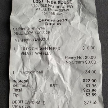 Lost In Da Souse Kitchen - Proof of purchase - Food Delivery Services Near Me - Atlanta, Georgia Lost In Da Souse Kitchen - Proof of purchase - Food Delivery Services Near Me - Atlanta, Georgia