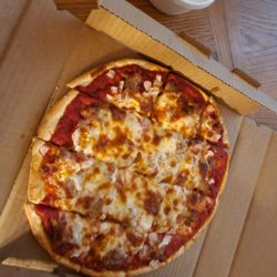 Little Sicily Pizzeria & Bakery - 10 inch cheese with Italian sauce and onion. Italian ice for dessert. Pizza is more of a cracker crust
