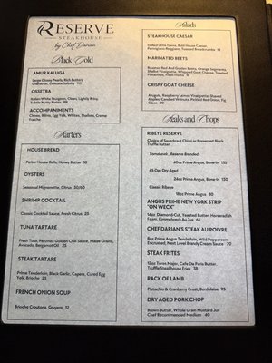 Menu photo 2 Reserve Steakhouse Buffalo, NY Menu photo 2 Reserve Steakhouse Buffalo, NY