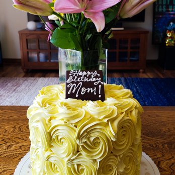 Lido Bakery - Coconut cake with yellow rosettes!!! - Bakeries Near Me - Manhattan Beach, California