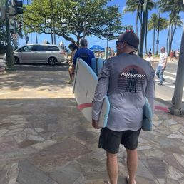 Old dudes heading for their first surf in Waikiki Old dudes heading for their first surf in Waikiki