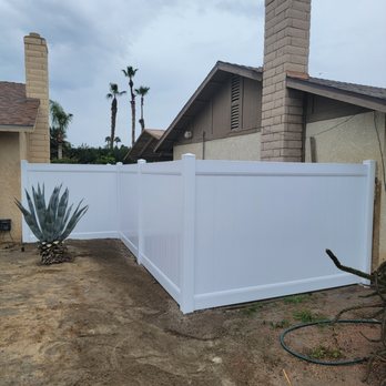Cedar Landscaping Services - New white vinyl fence approx 6" in height - Landscaping Near Me - Eastvale, California