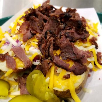 Cabela's - Loaded Elk potato! Great if you add red onion, pickles and BBQ sauce!!! So yummy!!!! - Outdoor Gear Near Me - Oklahoma City, Oklahoma