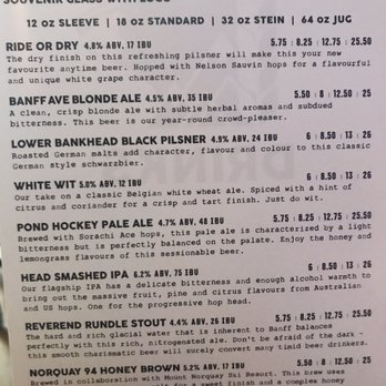 Banff Ave Brewing Co - Beer menu - Breweries Near Me - Banff, Alberta