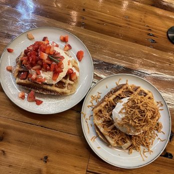 Cafe HwaSan - Strawberry Croffle and Brown Cheese Croffle - Korean Near Me - Plano, Texas