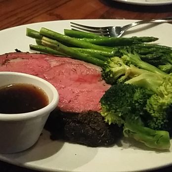 Outback Steakhouse - Medium rare prime rib 8 oz. With asparagus and broccoli. - Steakhouses Near Me - Jackson, Michigan