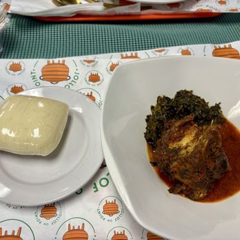 Jollof on Point - Pounded yam, efo riro, and stewed fish. - Chicken Wings Near Me - Frederick, Maryland