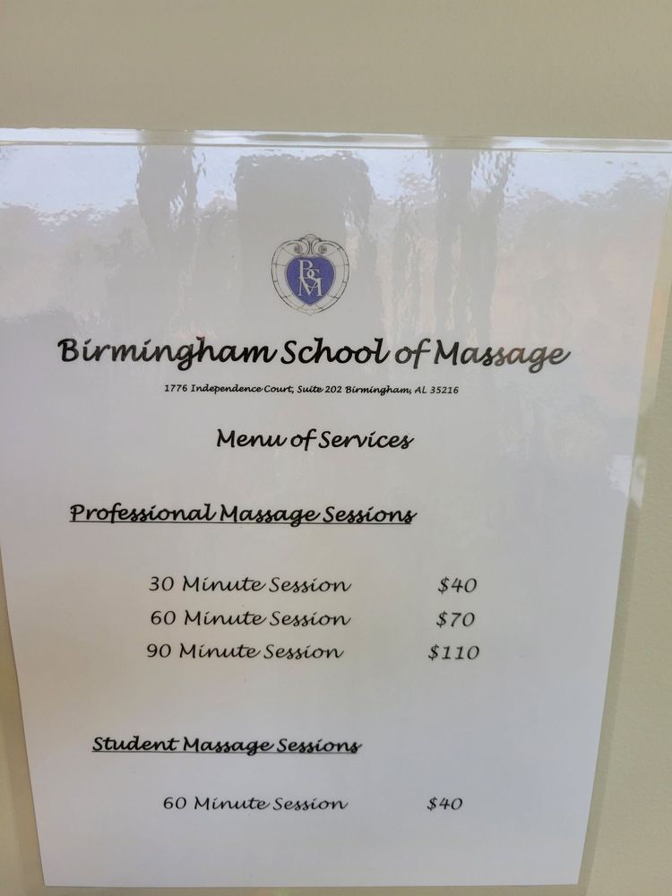 BIRMINGHAM SCHOOL OF MASSAGE Updated September 2024 1776 Independence Ct, Birmingham