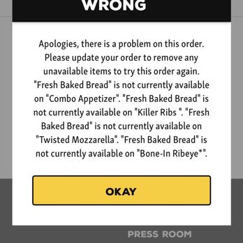 Texas Roadhouse - I tried placing order online and kept getting error message. There was no way for me to remove the bread. - American Near Me - Deer Park, New York Texas Roadhouse - I tried placing order online and kept getting error message. There was no way for me to remove the bread. - American Near Me - Deer Park, New York