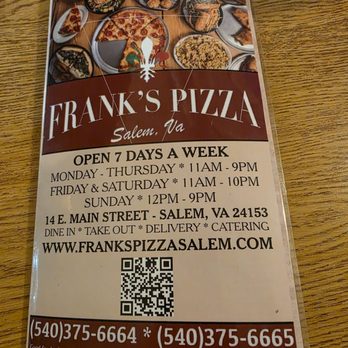 Frank's Pizza - The menu. - Pizza Near Me - Salem, Virginia Frank's Pizza - The menu. - Pizza Near Me - Salem, Virginia