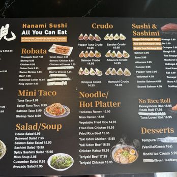 Hanami AYCE Sushi - Page 2 menu - Japanese Near Me - Austin, Texas