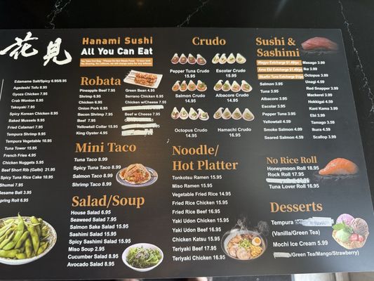 Menu photo 1 Hanami AYCE Sushi Austin, TX