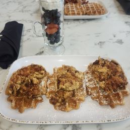 Savanah, was a terrific server. Now to the food. The food was everything. I had got waffles with the fresh fruit.