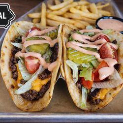 Fiesta Mexican Restaurant - Smash Taco Burger (Locally sourced beef from Ory Brother's Beef in Earlham, IA)