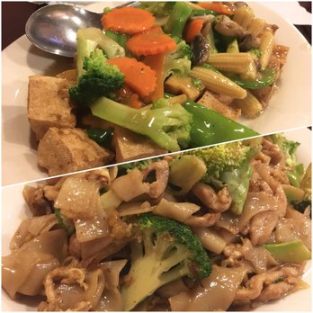 Thai Original BBQ - Tofu Deluxe (top) and Pad see ew with chicken (bottom) - Thai Near Me - Pacifica, California Thai Original BBQ - Tofu Deluxe (top) and Pad see ew with chicken (bottom) - Thai Near Me - Pacifica, California