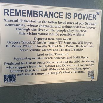 Remembrance Is Power - Plaque with dedications, details... - Public Art Near Me - Oakland, California Remembrance Is Power - Plaque with dedications, details... - Public Art Near Me - Oakland, California