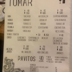 Pavoreal - Menu de bebidas