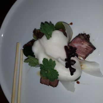 Uchiko Austin - $25 for this. A plate full of apple cider vinegar FOAM - Sushi Bars Near Me - Austin, Texas