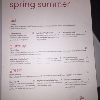 Sin - Evening menu - Desserts Near Me Sin - Evening menu - Desserts Near Me