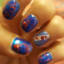 The Nail Place - My toes are Red with blue specs! So Amazing!