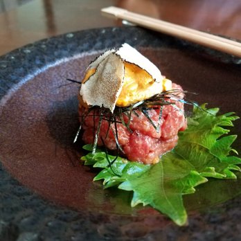 YAZAWA - Wagyu tartare topped uni and truffle - Japanese Near Me - Beverly Hills, California YAZAWA - Wagyu tartare topped uni and truffle - Japanese Near Me - Beverly Hills, California