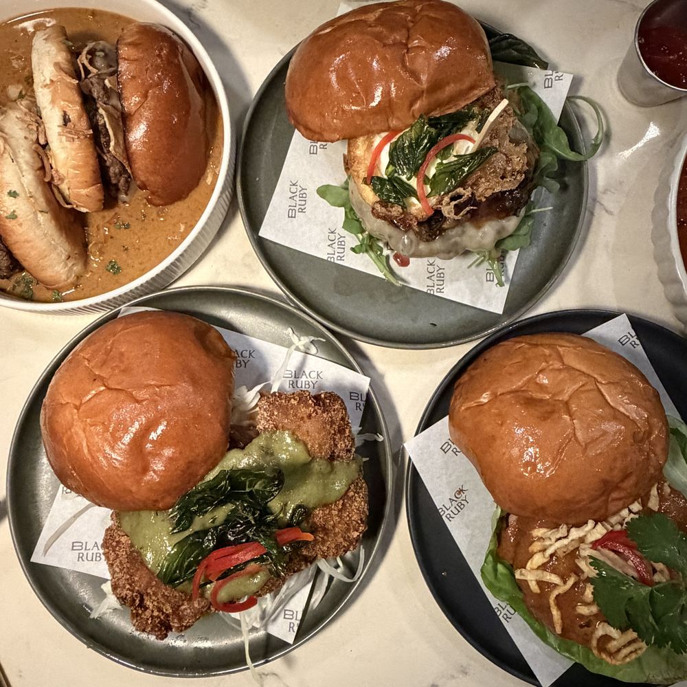 Black Ruby - Massaman Beef Burger, Crispy Basil Burger, Green Curry Chicken Sandwich, Khao Soi Burger - Asian Fusion Near Me - Cambridge, Massachusetts