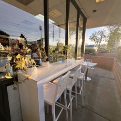 Outside seating to enjoy treats and ice creams