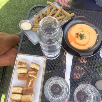 The Hive - Elevation beer cheese dip (comes with pretzels) and crispy green bean fries - Burgers Near Me - Estes Park, Colorado The Hive - Elevation beer cheese dip (comes with pretzels) and crispy green bean fries - Burgers Near Me - Estes Park, Colorado