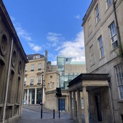 Thermae Bath Spa - See the glass atop the building ?  That's the site of the naturally heated open air rooftop pool (cameras not permitted inside)