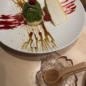 Pearl - Lady M crepe cake and matcha Mont Blanc - Japanese Near Me - Dallas, Texas Pearl - Lady M crepe cake and matcha Mont Blanc - Japanese Near Me - Dallas, Texas