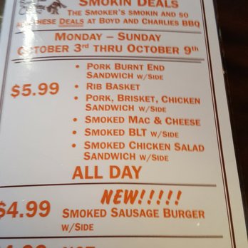 Boyd & Charlie's BBQ - Their Special Menu (Lunch) - Barbeque Near Me - Elkhorn, Nebraska Boyd & Charlie's BBQ - Their Special Menu (Lunch) - Barbeque Near Me - Elkhorn, Nebraska