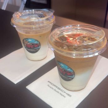 Porsche Studio - Caramel macchiato with oat milk over ice - Car Dealers Near Me - Naples, Florida