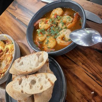 Junction Tapas and Winebar - Camarones. A delicious sauce with baguette. The shrimp were tender. - Spanish Near Me - Paso Robles, California Junction Tapas and Winebar - Camarones. A delicious sauce with baguette. The shrimp were tender. - Spanish Near Me - Paso Robles, California