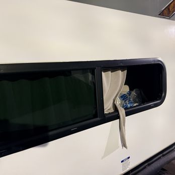 US Storage Centers - Broken window from someone trying to break in - Self Storage Near Me - Upland, California