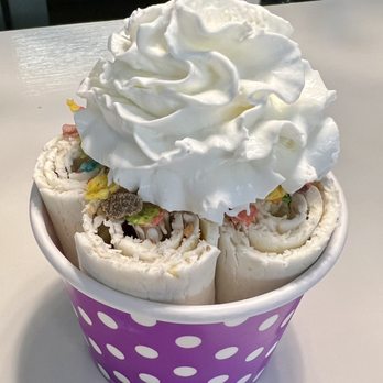 Rollie Rolls Ice Cream - Chunky panda minus brownie plus caramel drizzle and toppings including whipped cream - Thai Near Me - Pflugerville, Texas Rollie Rolls Ice Cream - Chunky panda minus brownie plus caramel drizzle and toppings including whipped cream - Thai Near Me - Pflugerville, Texas