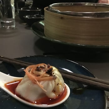 Wu Chow - Soup Dumpling all sauced and ready to get in my belly! - Dim Sum Near Me - Austin, Texas