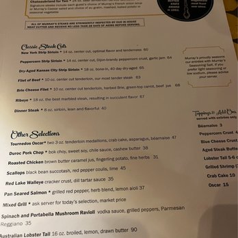Murray's - Menu - Steakhouses Near Me - Minneapolis, Minnesota