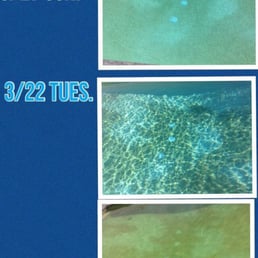 Before...stains from chlorine reacting poorly with the iron in the water.