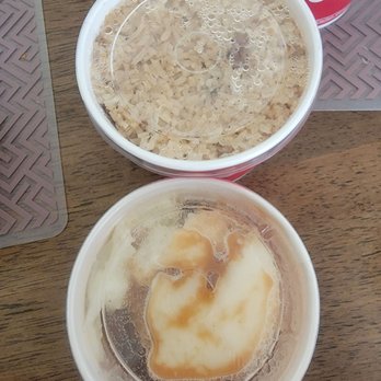 Jollibee - Burger steak accompanied with 2 sides: mashed potatoes and adobo rice - Fast Food Near Me - Woodside, New York