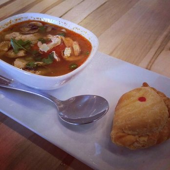 Eattini Thai Kitchen - Tom yum gai and a vegetarian curry puff - Thai Near Me - Ellicott City, Maryland