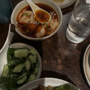 CHILI - Cucumber Salad and Spicy Wonton soup. So good! - Szechuan Near Me - New York, New York