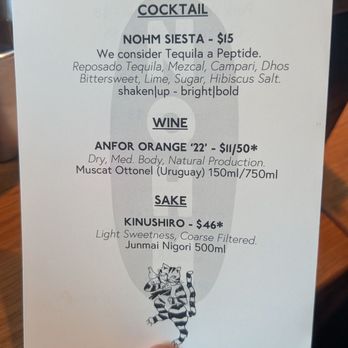 Bar Nohm - Front menu for osusume - cocktail, wine, sake (March 2026) - Bars Near Me - Salt Lake City, Utah Bar Nohm - Front menu for osusume - cocktail, wine, sake (March 2026) - Bars Near Me - Salt Lake City, Utah