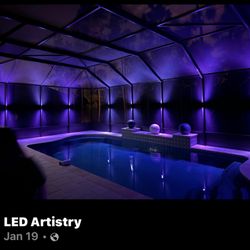 LED Artistry of Tampa Bay - pool cage color changing LED lights.