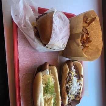 One Stop Coney Shop - Chippy dippy veggie hot dog and chili cheese veggie dog - Hot Dogs Near Me - Grand Rapids, Michigan