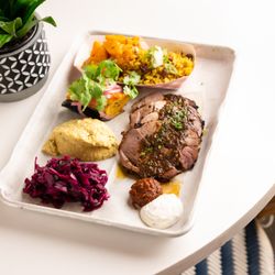 Roasted Leg of Lamb platter From Risbo French restaurant in Brooklyn - Dinner - Risbo Menu