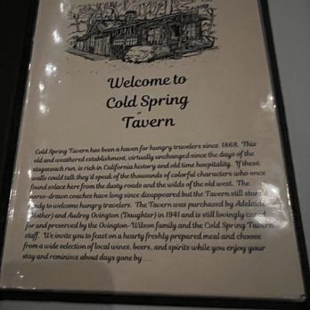 Cold Spring Tavern - Story time in the menu - American Near Me - Santa Barbara, California